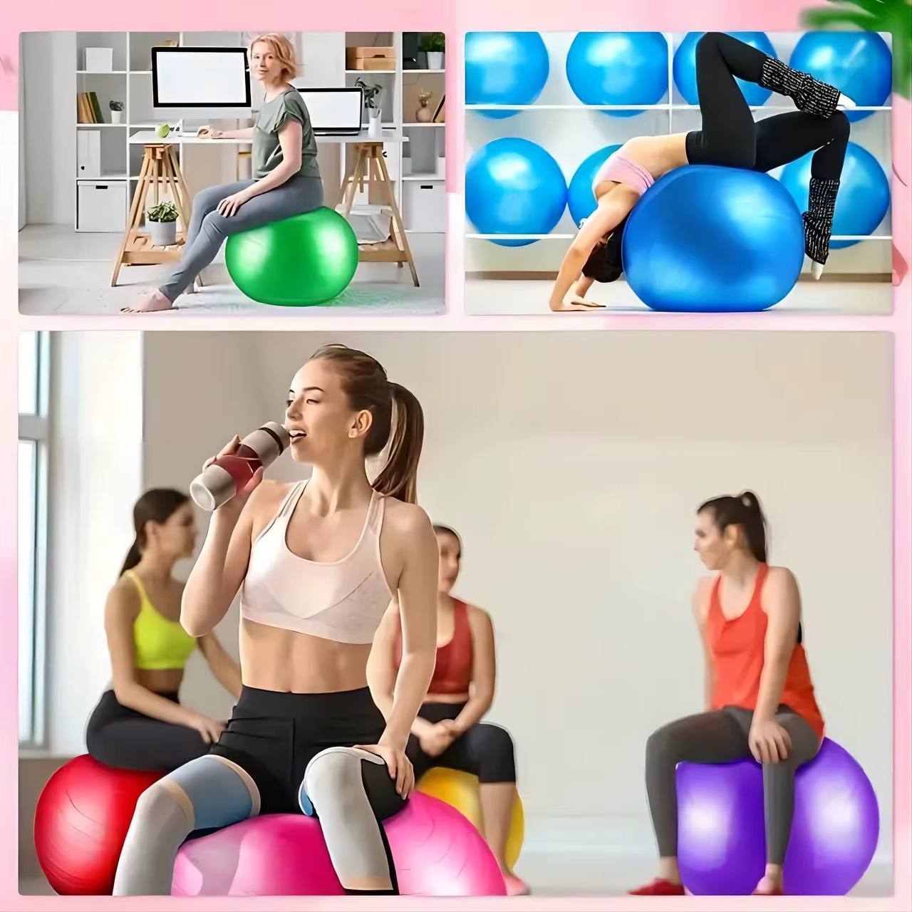 🧘 Ballon de fitness multifonction – 55 à 75 cm
